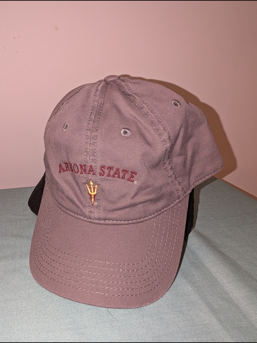 Arizona State NCAA Maroon Baseball Cap with Gold Pitchfork Logo